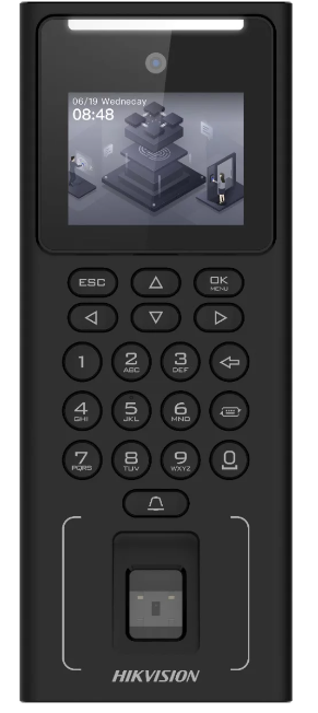 Máy chấm công nhận diên khuôn mặt, vân tay và Thẻ Hikvision SH-K1T9321MFWX